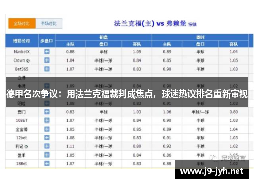 德甲名次争议：用法兰克福裁判成焦点，球迷热议排名重新审视